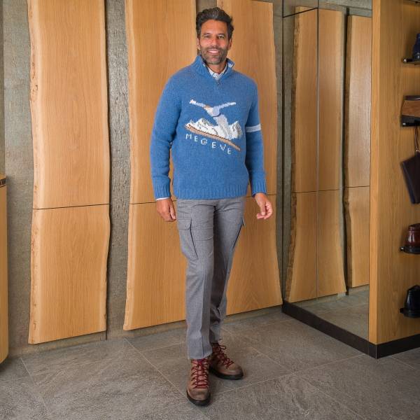 Pull zippé Skieur en cachemire jeans