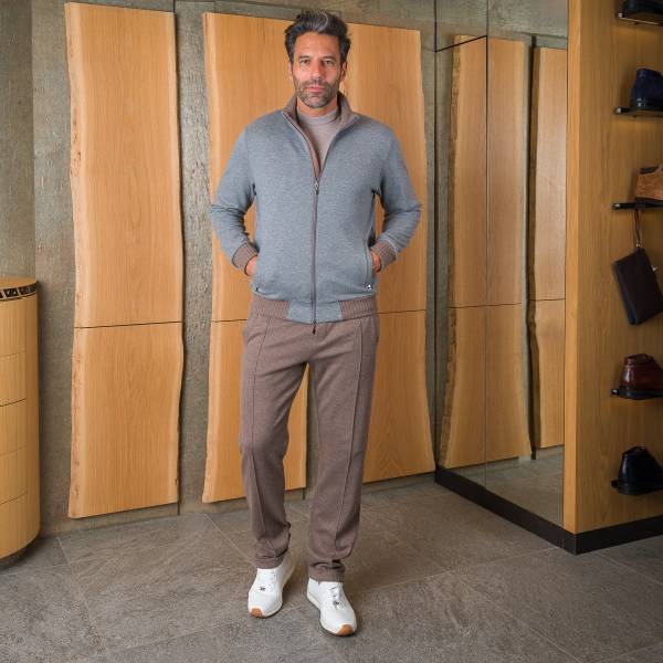 Ensemble jersey en coton et cashmere gris capuccino capuccino