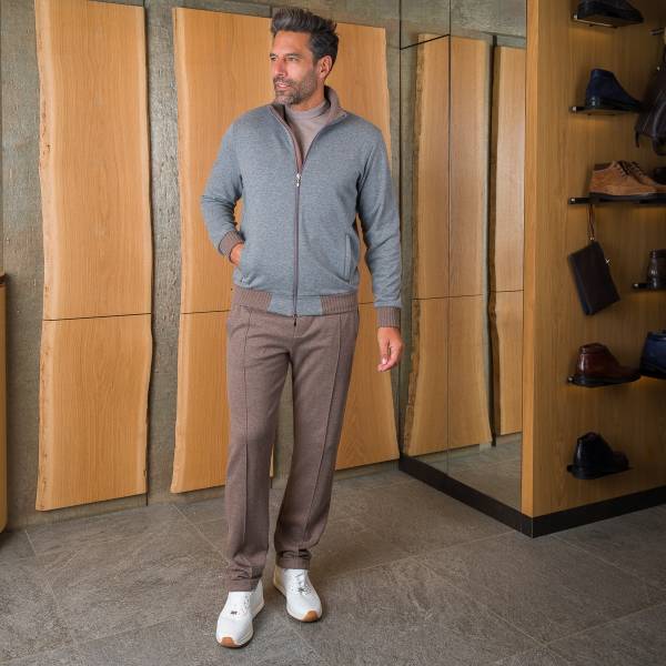 Ensemble jersey en coton et cashmere gris capuccino capuccino