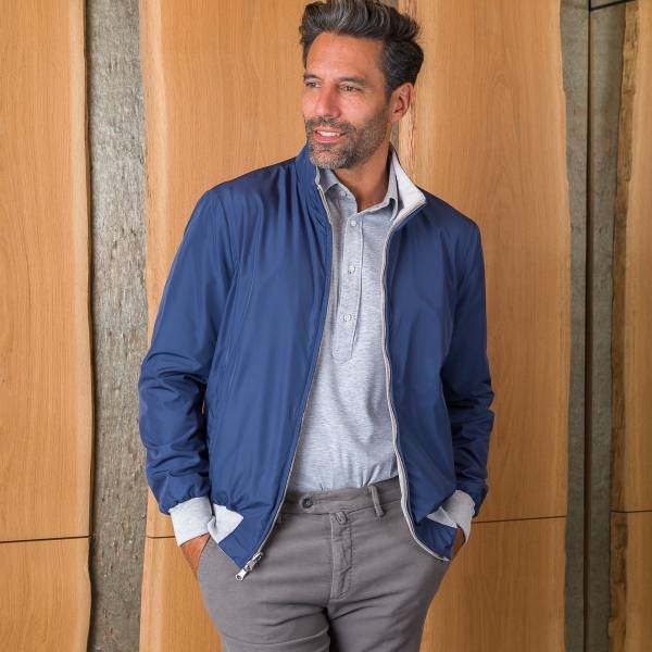 Blouson réversible en nylon cloud bleu marbre