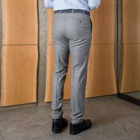 Pantalon à pinces tissu laine/cashmere gris