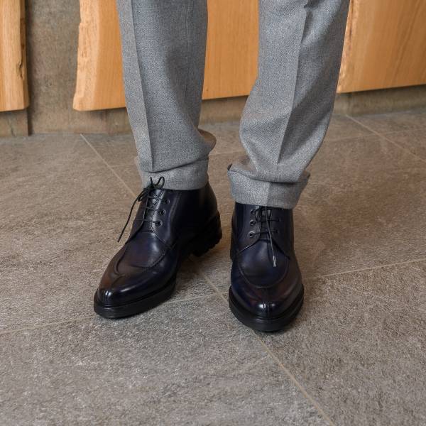 Pantalon à pinces tissu laine/cashmere gris
