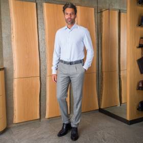 Pantalon à pinces tissu laine/cashmere gris