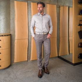 Pantalon à pinces tissu laine/cashmere marron glacé