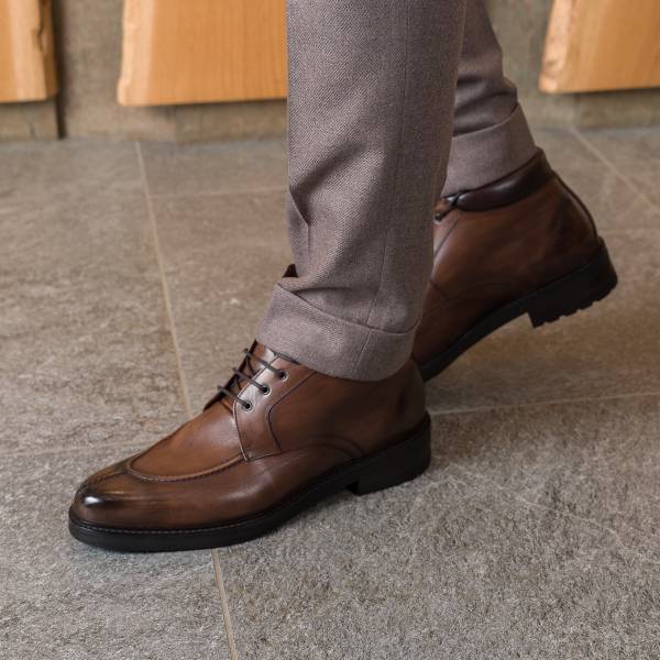 Pantalon à pinces tissu laine/cashmere marron glacé