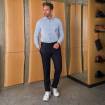 Pantalon à pinces tissu laine/cashmere marine