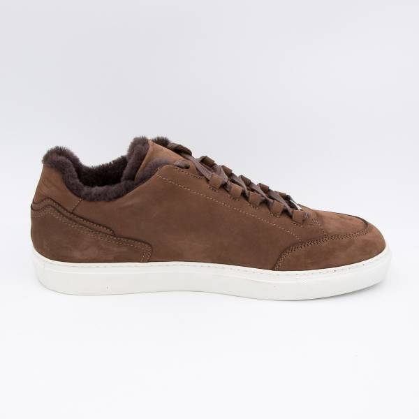 Baskets basses suède doublées mouton brun dark brown