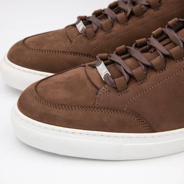 Baskets basses suède doublées mouton brun dark brown
