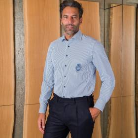 Chemise stretch à rayures avec poche blanc marine