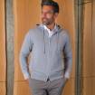 Gilet cashmere bicolore à capuche fer silver grey .