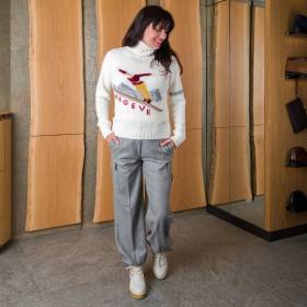 Pantalon cargo en cashmere gris