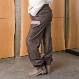 Pantalon cargo en cashmere brun grège