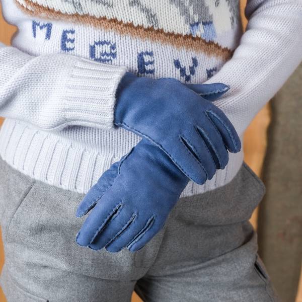 Pull col roulé skieur Megève cashmere bleu céleste