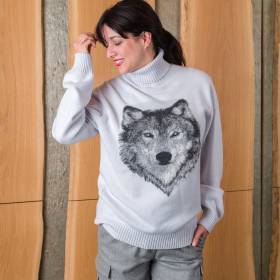 Pull col roulé loup en cashmere bleu céleste