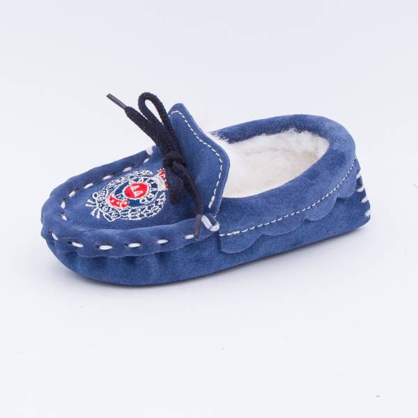 Chaussons mouton enfants bleu acier