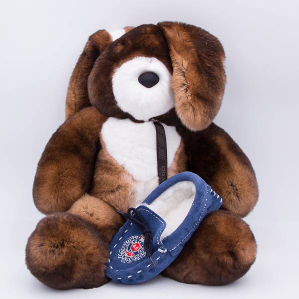 Chaussons mouton enfants bleu acier