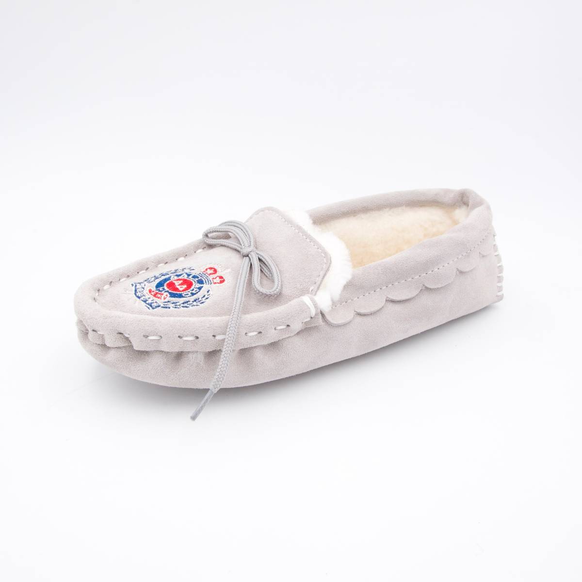 Chaussons mouton brodés AAllard Megève perle