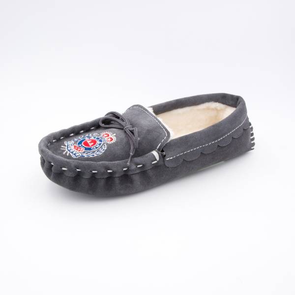 Chaussons mouton brodés AAllard Megève gris