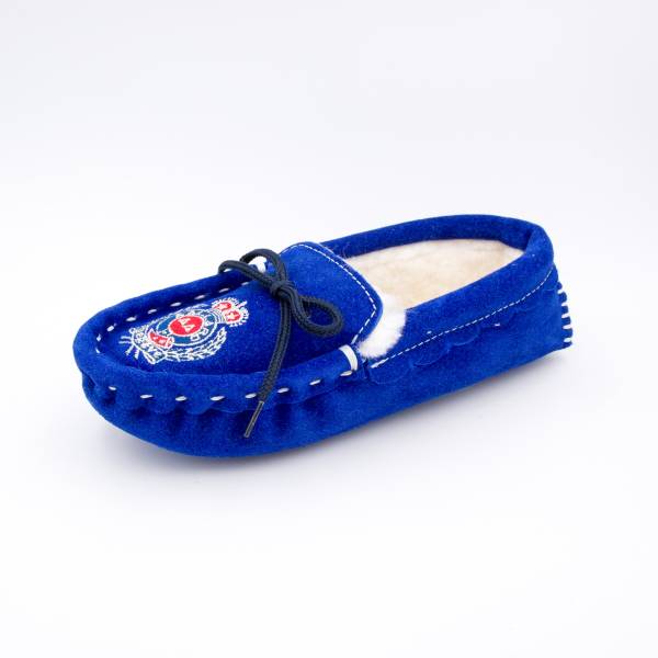 Chaussons mouton brodés AAllard Megève indigo