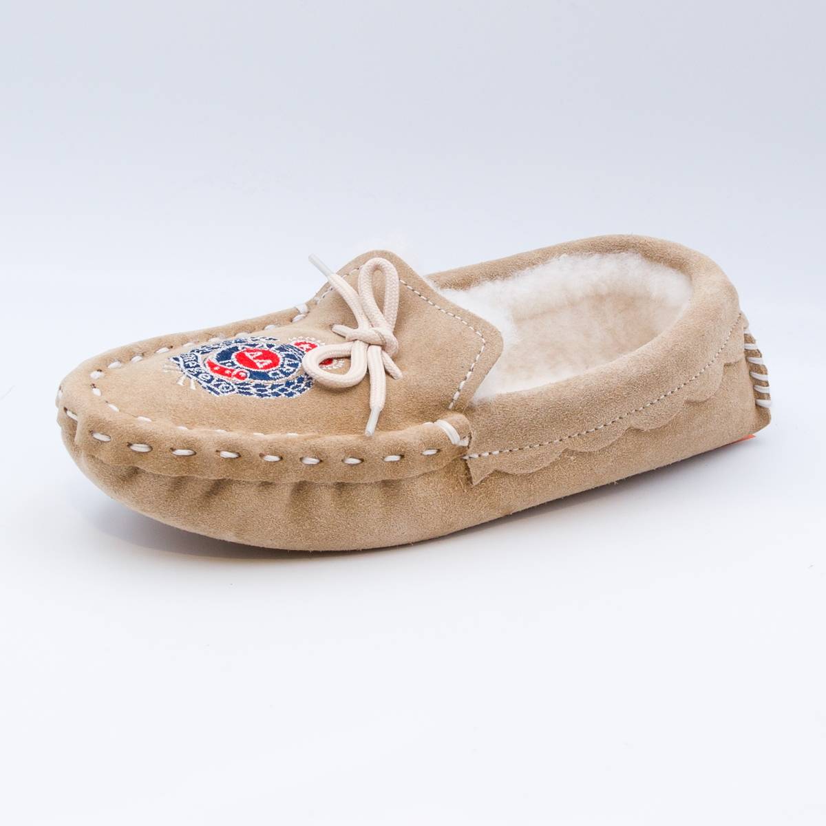 Chaussons mouton brodés AAllard Megève sable