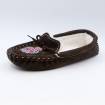 Chaussons mouton brodés AAllard Megève dark brown