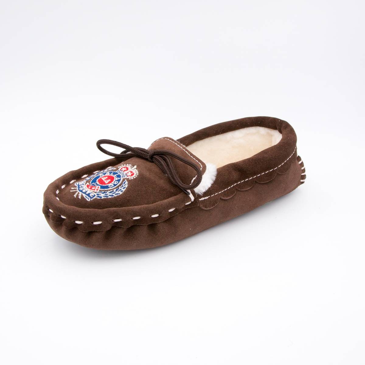 Chaussons mouton brodés AAllard Megève ebène
