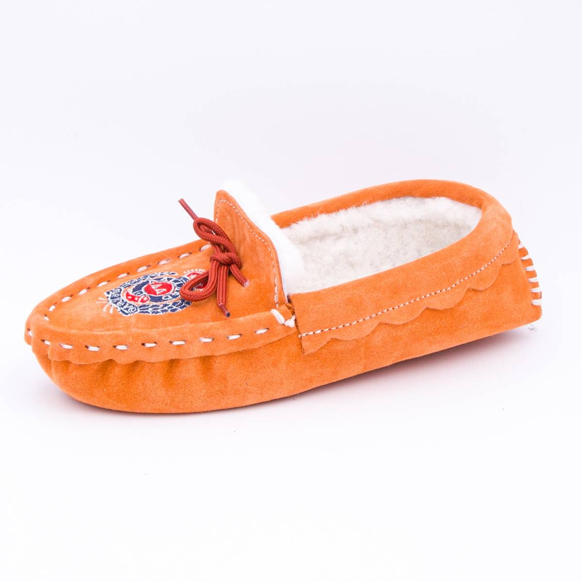 Chaussons mouton brodés AAllard Megève orange