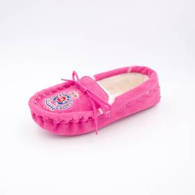 Chaussons mouton brodés AAllard Megève rose