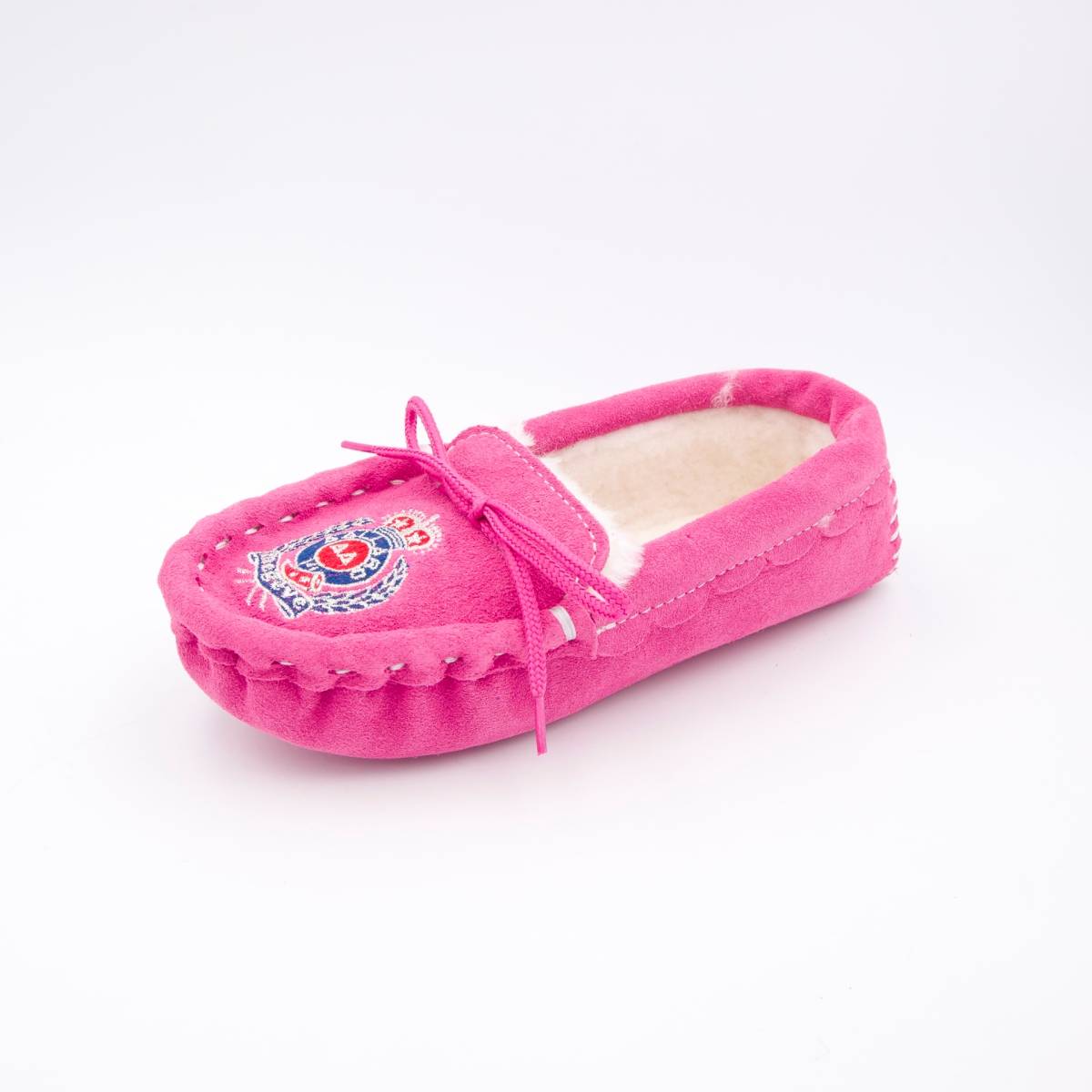 Chaussons mouton brodés AAllard Megève rose