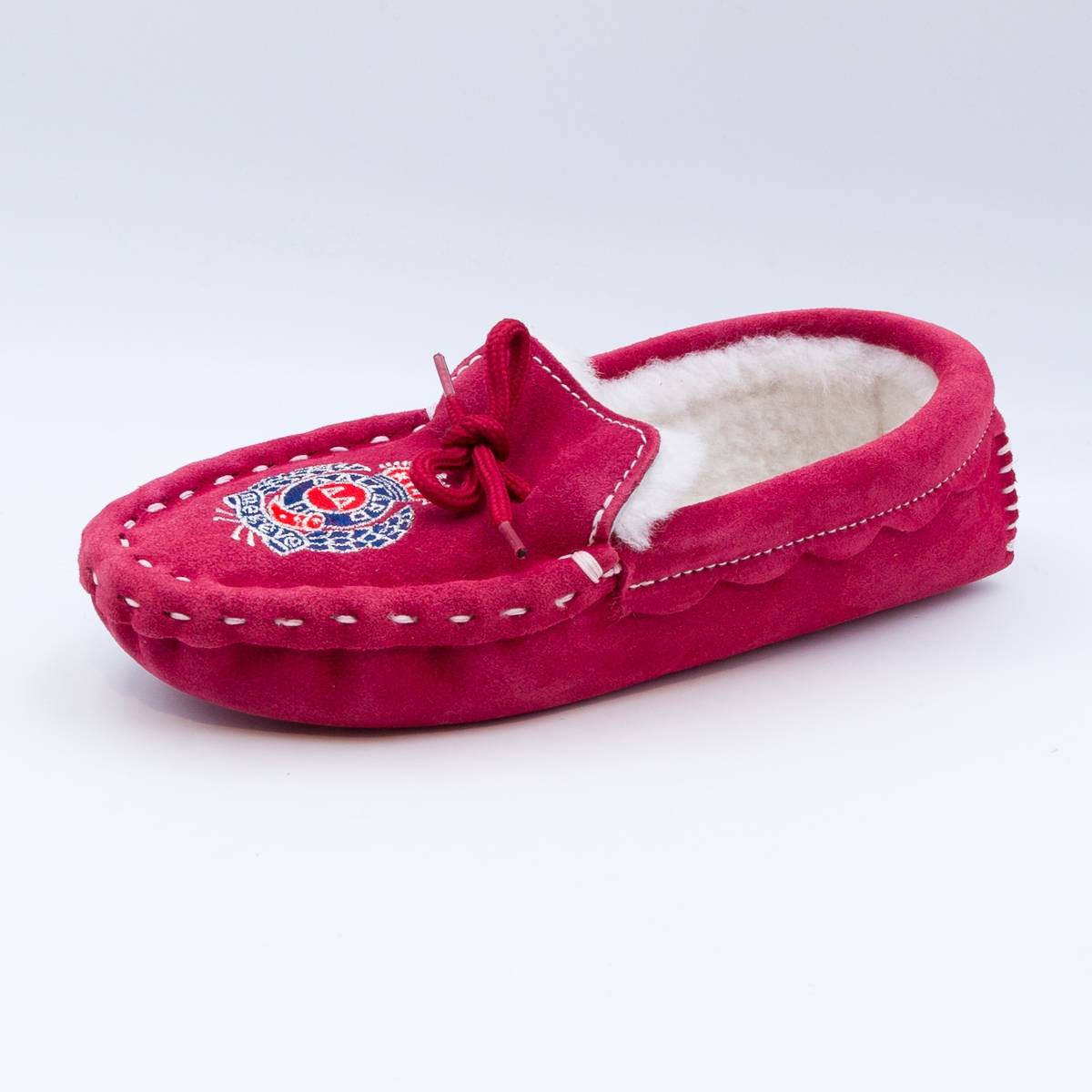 Chaussons mouton brodés AAllard Megève rouge