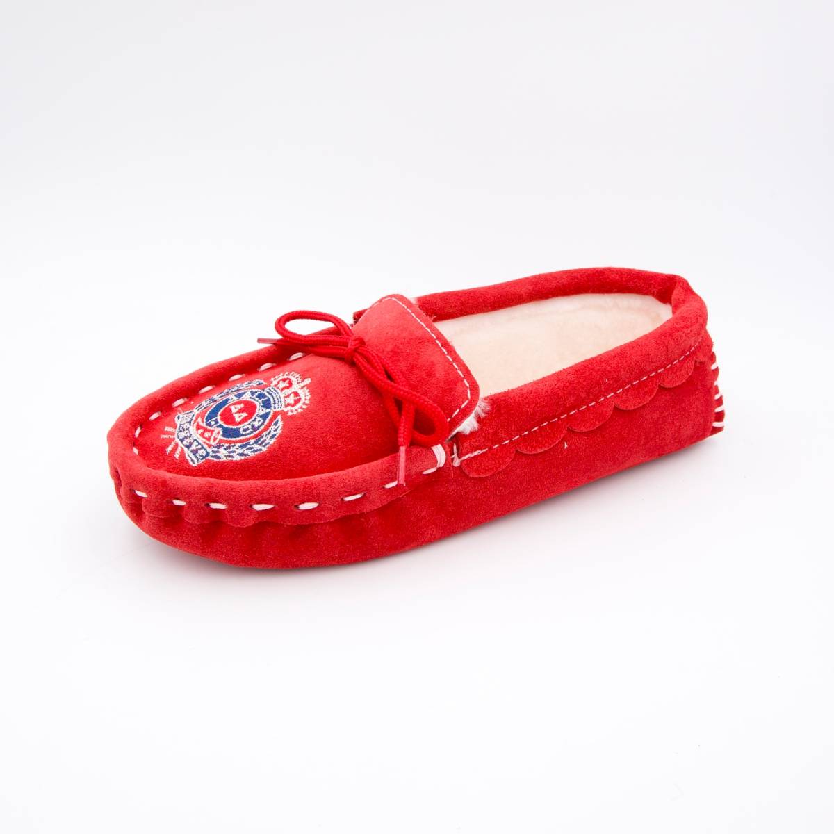 Chaussons mouton brodés AAllard Megève red