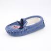 Chaussons mouton brodés AAllard Megève bleu acier