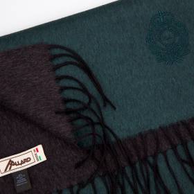 Echarpe bicolore en soie et cashmere kaki marron .