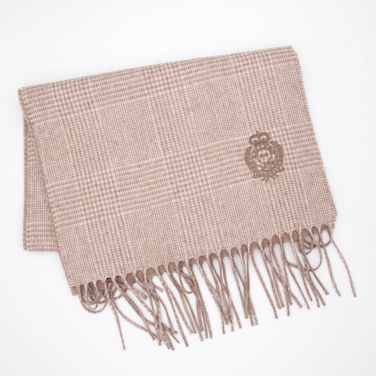 Echarpe réversible en soie et cashmere taupe beige .