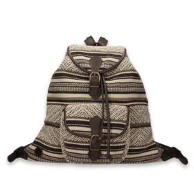 Sac à dos motifs indiens brun beige .