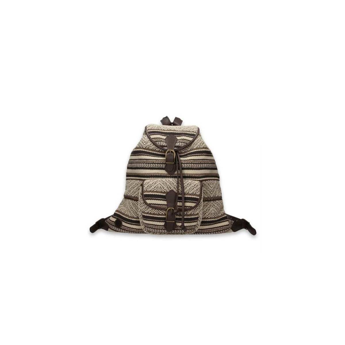 Sac à dos motifs indiens brun beige .