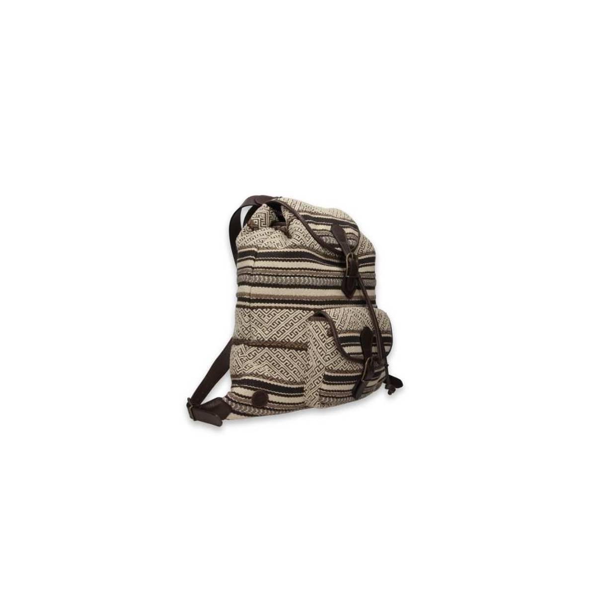 Sac à dos motifs indiens brun beige .