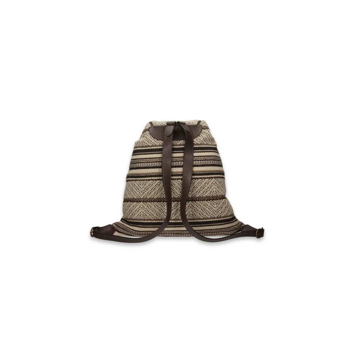 Sac à dos motifs indiens brun beige .