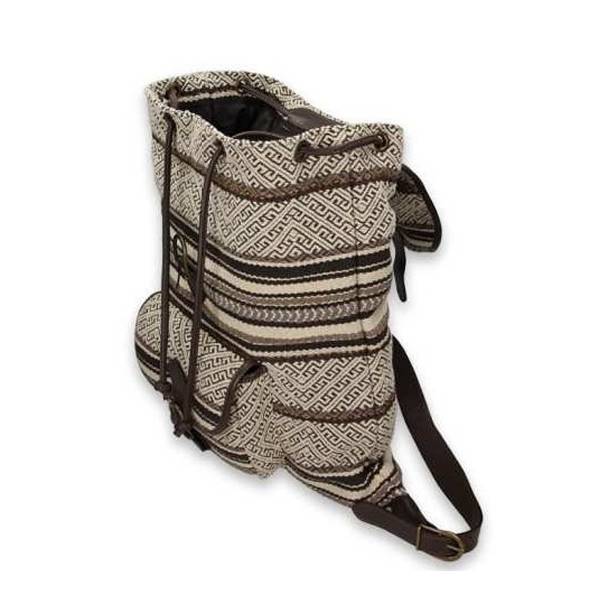 Sac à dos motifs indiens brun beige .