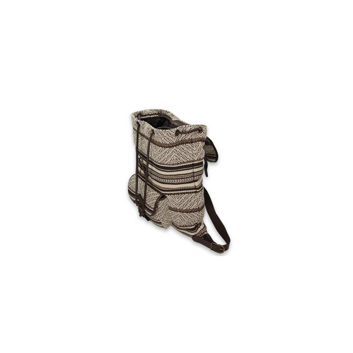 Sac à dos motifs indiens brun beige .