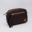 Sac pompon en cuir façon autruche ebène noisette .