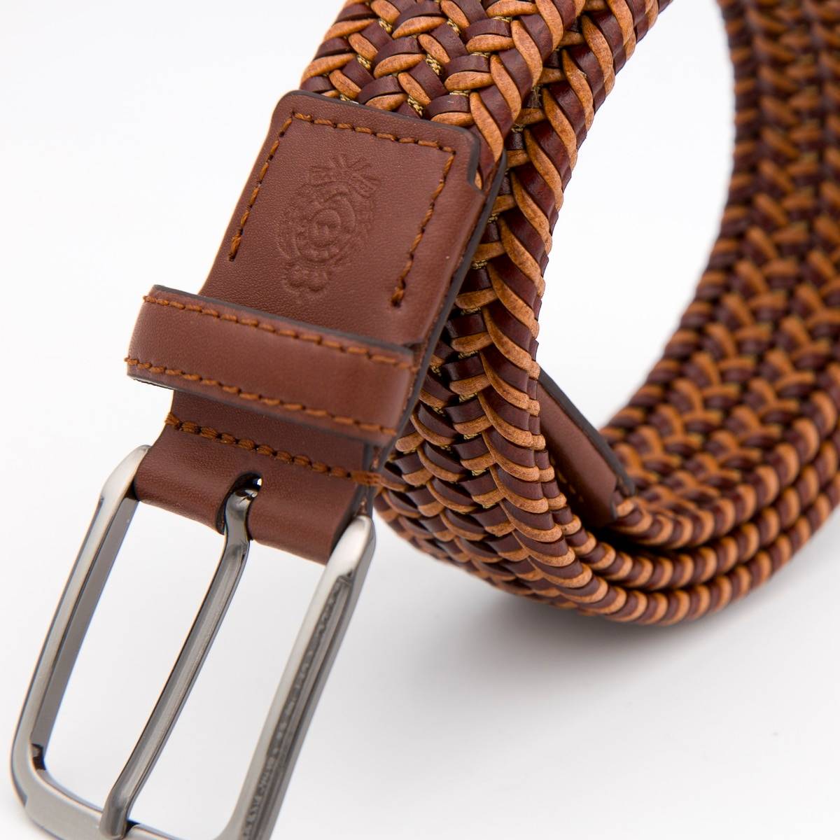 Ceinture tréssée en cuir ebène noisette chesnut