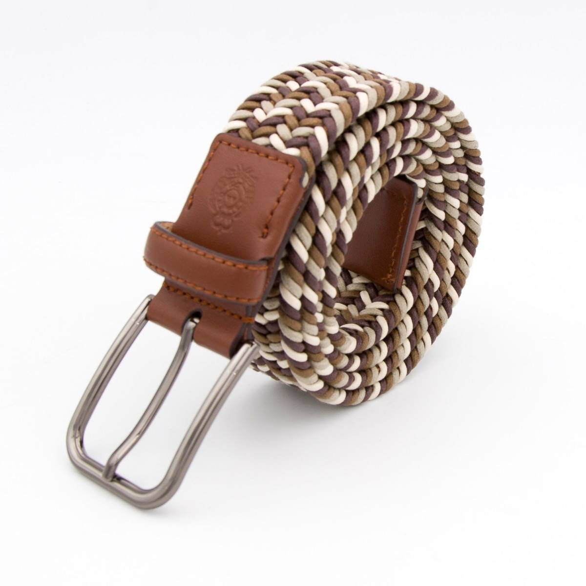 Ceinture lacets tressés marron beige chesnut