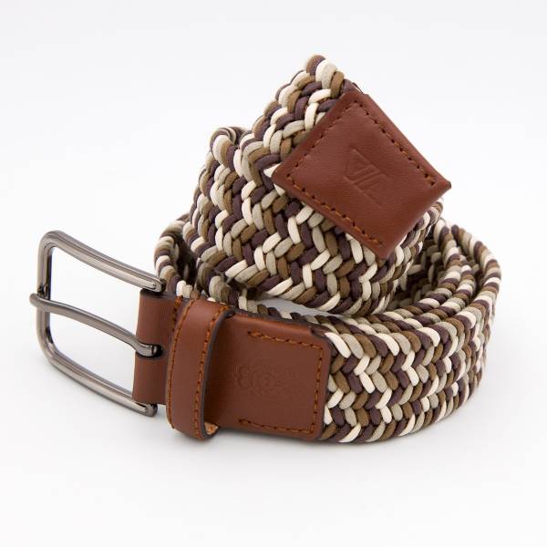 Ceinture lacets tressés marron beige chesnut