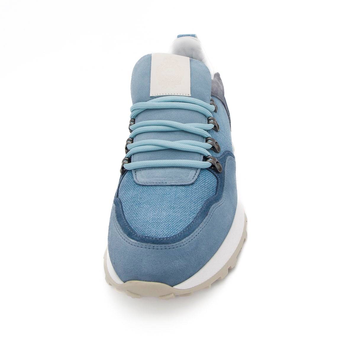 Sneakers bimatière ciel jeans .