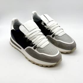 Sneakers bimatière en cerf marine blanc .