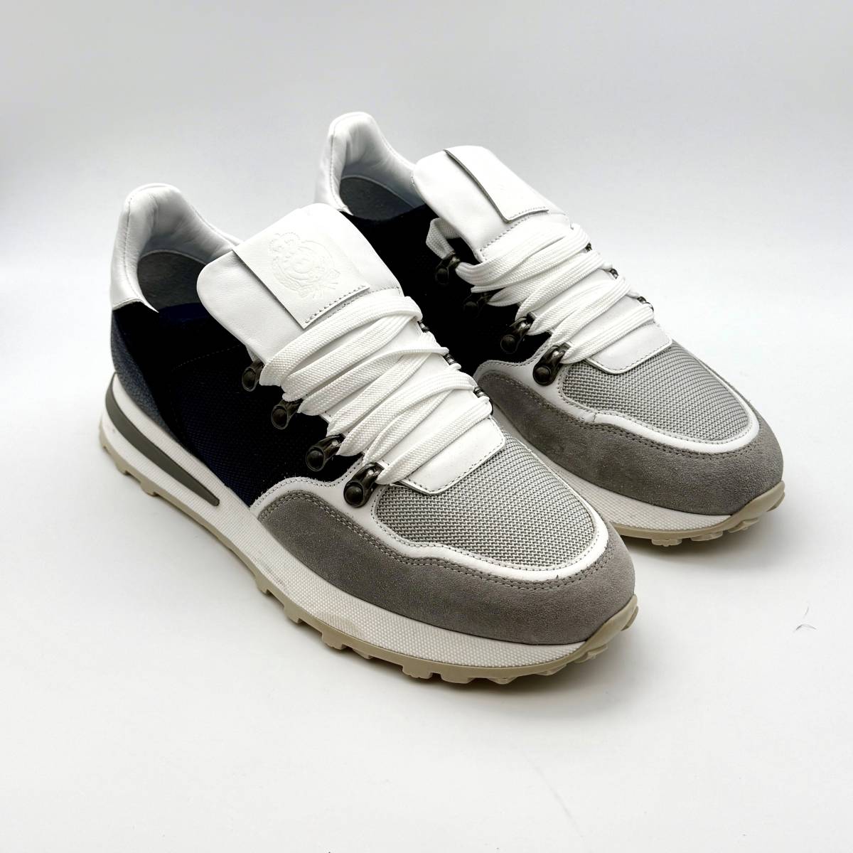 Sneakers bimatière en cerf marine blanc .