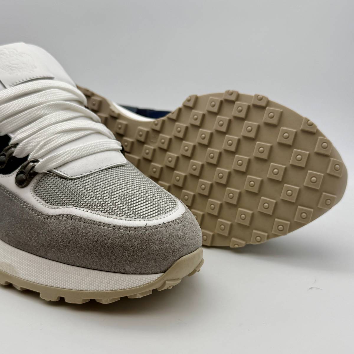 Sneakers bimatière en cerf marine blanc .