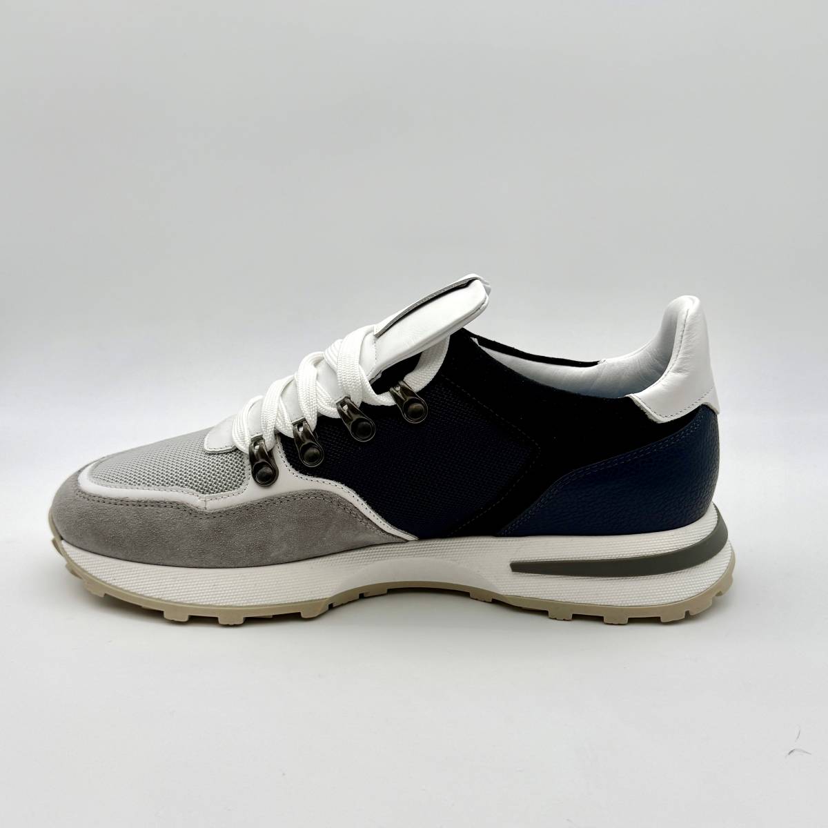 Sneakers bimatière en cerf marine blanc .