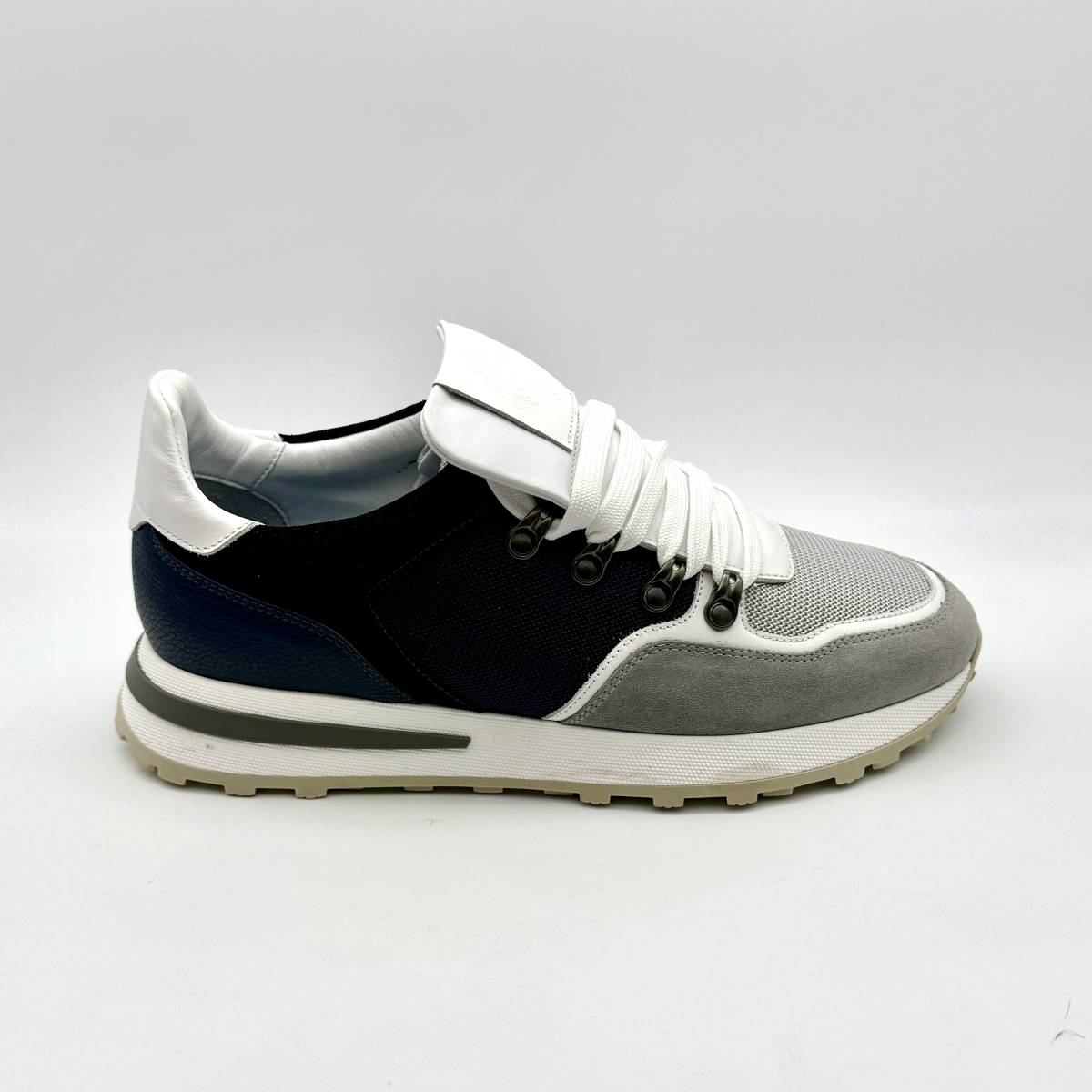 Sneakers bimatière en cerf marine blanc .